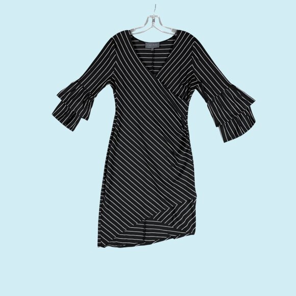 Anthropologie Sunday in Brooklyn Dress Medium Black Striped Bell Sleeve NWOT - Picture 3 of 10
